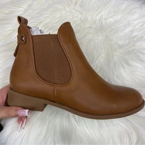 Camel Faux Leather Booties